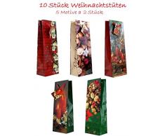 10 Geschenktüten Weihnachten Flaschentüten Kerzen Blumen Nüsse Jumbo XL 36 x 13 x 9 cm