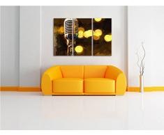 Retro Mikrofon3-Teiler Leinwandbild 120x80 Bild auf Leinwand, XXL riesige Bilder fertig gerahmt mit Keilrahmen, Kunstdruck auf Wandbild mit Rahmen, gänstiger als Gemälde oder Ölbild, kein Poster oder Plakat