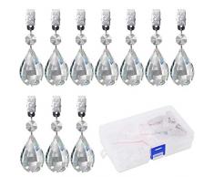 Swpeet Tischdeckengewichte mit 10 Metallklammern, Kristallglas, Tropfenform, Prismen-Anhänger, Tischdecke, Gewichte für Picknicktische, Tischdecke, Gewichte für den Außenbereich, 10 Stück