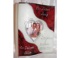 Hochzeitskerze Welle 200/150/40 mm inkl. Foto und Beschriftung H-03