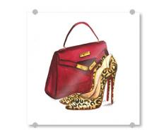 artboxONE Acrylglasbild 60x60 cm Fashion Handtasche und Fersen Bild hinter Acrylglas - Bild High Heels Mode Mode