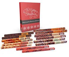Räucherstäbchen-Set Winter Weihnacht mit Mandel, Nelken, Sandelholz, Schokolade, Vanille, Zimt und zwei Überraschungen. Das Probierset für die kalte Weihnachtszeit, original Luxflair-Set inkl. Inspirationskarte