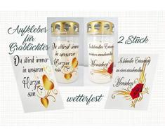 AScreativ 2 Aufkleber für Grablichter - Set 6 - Trauer Gedenklicht Grabkerzen Grabschmuck