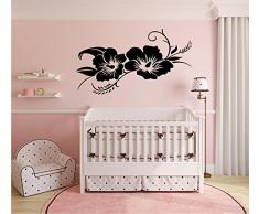 Wandtattoo / Wandaufkleber - Hibiskusblüte - Hibiskus - 96cm x 79cm schwarz E924