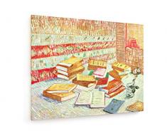 weewado Vincent Van Gogh - Stilleben mit französischen Romanen und Einer Rose - Gelbe Bücher - 100x80 cm - Textil-Leinwandbild auf Keilrahmen - Alte Meister/Museum