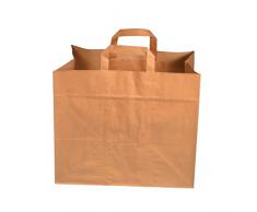 250 Papiertragetaschen Papiertüten Einkaufstüten Bio Tragetaschen braun Kraft mit Papier Flachhenkel verschiedene Größem (32+22x27cm)