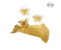 MaoXinTek Serviettenring Schmetterling Papier Serviettenschnalle für Hochzeit Taufe Kommunion Graduierung Geburtstag Weihnachten Bankett 50Pcs Gold