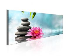 murando - Bilder 135x45 cm - Leinwandbilder - Fertig Aufgespannt - Vlies Leinwand - 1 Teilig - Wandbilder XXL - Kunstdrucke - Wandbild - Natur Feng Shui Steine Blumen Lotosblume Spa blau grau rose b-B-0215-b-a