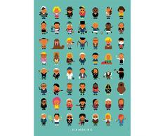 Kunstdruck Poster | Hamburger Leude | A3 und 50 x 70 cm (ungerahmt) | Illustration, Hamburg, bunt, Prominente, XXL