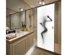 rocwart 3D Tür Wandbild Aufkleber für Wohnzimmer Kids Baby Kinder Abnehmbare Vinyl Sexy Frauen Tapete Art Home Dekoration 77 x 199,9 cm Weiß/Schwarz