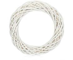 com-four® Deko-Kranz aus Rattan, runder Rattankranz zum Dekorieren, Wohnaccessoire für Wand und Boden, schön als Weihnachts- oder Osterkranz (1 Stück - Dekokranz Ø35cm weiß)