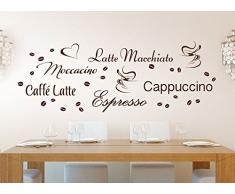 Wandora G006 Küche Latte Macchiato Moccacino Cappuccino Espresso Caffe Latte Kaffeebohnen Wandaufkleber Wandsticker haselnussbraun Kreativset