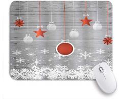 Dekoratives Gaming-Mauspad,Weihnachtsanhänger Sterne Kugeln Schneeflockenball,Bürocomputer-Mausmatte mit rutschfester Gummibasis