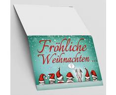 A4 XXL Weihnachtskarte WEIHNACHTSMÜTZEN mit Umschlag - lustige Klappkarte für Kollegen Freunde Verwandte - Frohe Weihnachten Karte von BREITENWERK