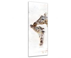 Kunstdruck Reproduktion - Aquarell - Giraffe - Bild auf Leinwand 30 x 90 cm einteilig - Leinwandbilder - Bilder als Leinwanddruck - Wandbild von Bilderdepot24 - Tierwelten - Malerei - Afrika - Giraffe und ihr Junges