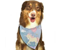 N/B Ein Einhorn fliegt mit Herzballons in den Himmel, niedliches Einhorn, personalisierbares Kopftuch für Hunde, bunt