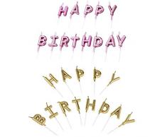 Her Kindness 2 Kisten Happy Birthday Buchstaben Kerzen Kuchen Geburtstag Geburtstagskerzen （Gold +Roségold）