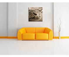 Wunderschöne alte Gitarre, Format: 40x40 auf Leinwand, XXL riesige Bilder fertig gerahmt mit Keilrahmen, Kunstdruck auf Wandbild mit Rahmen, günstiger als Gemälde oder Ölbild, kein Poster oder Plakat