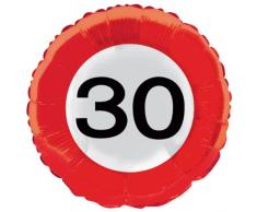 Folienballon Verkehrsschild Zahl 30 HELIUM Ballon