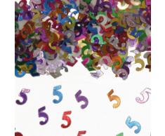 Bunt glitzerndes Konfetti mit Geburtstagszahl: 5 // Tüte mit 15g (ca. 1000 einzelne Konfettis) // Deko Tischdeko Jubiläum Zahlenkonfetti Metallkonfetti Streukonfetti fünfter Geburtstag Birthday Kinder Kindergeburtstag