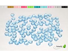 100 Dekosteine HERZEN 1,2 cm ( hell blau 311 ) // Streudeko Tischdeko Kunststoffherzen Steine PVC Acryl 12mm