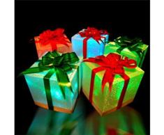 Garden Mile® LED-beleuchte Geschenkpakete mit Farbwechsel, 5 Stück, batteriebetrieben, Dekoration, glitzernd, Geschenkschachteln, Weihnachtsgeschenk