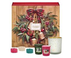 Yankee Candle Adventskalender-Geschenkset, mit 12 duftenden Votivkerzen, 12 duftenden Teelichten und 1 Votivkerzenhalter in festlicher Buch-Geschenkbox