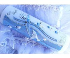 Taufkerze Kommunionkerze Junge Mädchen 250/70 mm VT-41 inkl. Zubehör für selbstbeschriften