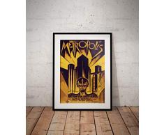 Metropolis Filmplakat - Filmdruck - Film Fan Art - Aquarelldrucke - Vintage Poster - 1920er Jahre - Rahmen nicht enthalten