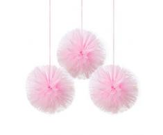 amscan 9903961 3 Fluffy-Dekobälle Little Dancer, Rosa