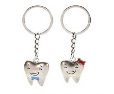 Hacoly 1 Paar Zähne Schlüsselring Anhänger Liebhaber Edelstahl Schlüssel Legierung Schlüsselbund Dekofigur Liebe Schlüsselanhänger Schlüsselringen Keychain Metall Schlüsselhalter - Silber
