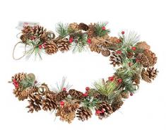 Weihnachtsgirlande mit Tannenzapfen und 10 LED in warm Weiß, 6 Stunden Timer Funktion, Batterie betrieben, für Weihnachten, Deko, als Stimmungslicht, circa 1 M