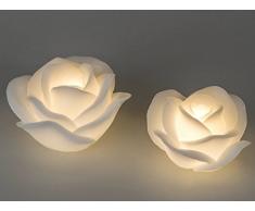 formano LED Kerze Rose weiß Wachs 620910 620903 Dekoration Geschenkidee, Größe:11 cm