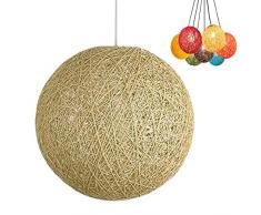 Modern Gitter Korbwaren Rattan Kugel Ball Stil Decke Anhänger Licht Lampenschirm kreative Persönlichkeit Bar, Café, Restaurant einfache Dekoration Beleuchtung Schlafzimmer (Cream, 23cm)