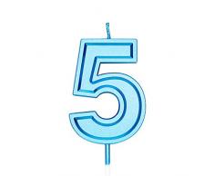LUTER 7cm Blau Geburtstagskerzen Zahlenkerzen Geburtstagskerzen Kuchendeckel Dekoration für Partykinder Erwachsene (Nummer 5)