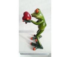 Dekofigur verliebter Frosch mit Herz grün H. 14cm B. 7cm Poly Formano