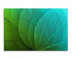 Paul Sinus Art Kunstfoto auf Leinwand 60x40cm Naturfotografie – Grüne Blätter mit Strukturen auf Leinwand Exklusives Wandbild Moderne Fotografie für Ihre Wand in Vielen Größen