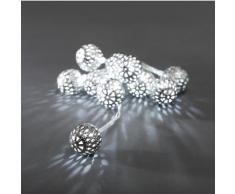 Konstsmide 3188-303 LED Dekolichterkette Metallbälle / 10 kalt weiße Dioden / Batterien: 3xAA 1.5V / transparentes Kabel