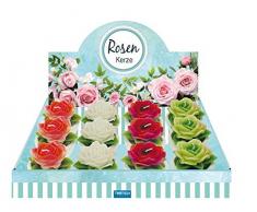 Rosenkerzen im 12er Display: 6 x 7 cm (Geschenkartikel)