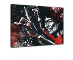 Keilrahmenbild - Bruce Lee - rot - Bild auf Leinwand - 120x90 cm - Leinwandbilder - Urban & Graphic - Hollywood - China - Schauspieler - Kung Fu