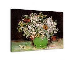 Kunstdruck - Vincent van Gogh Vase mit Zinnias und anderen Blumen 60x50cm einteilig - Alte Meister - Leinwandbilder - Bilder als Leinwanddruck - Bild auf Leinwand - Wandbild von Bilderdepot24