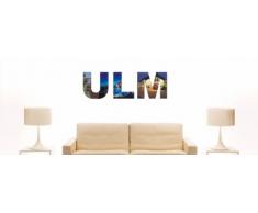 Wandtattoo farbige Wandschrift Städtename Ulm mit Sehenswürdigkeiten 80 x 25 cm Länge
