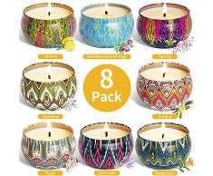 McNory Aroma Kerzen,Duftkerzen Set,8pcs SojaWachs Kerze Geschenk Set,Aromatherapie-Kerzen,Duftkerze Natürliches Aromen von Rose Zitrone Labendel für Weihnachten,Geburtstag,Valentinstag