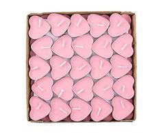 Milopon 50x Herzkerzen Herzchen Kerzen Geburtstagskerzen Kerzen Herzform Schwimmkerzen für Romantisch Valentinstag Hochzeit Dekoration 3.5 * 1CM (Rosa)