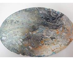 Dekoratives ovales Acryl- Wandbild, Pouring - Technik