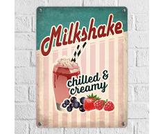 Metallschild mit American Diner Classics - Milkshake Motiv - ein cooles Metallschild von trendaffe - passende weitere Begriffe dazu: American Diner Usa Milkshake Milchshake süß Naschkatze retro Vintage Blechschild Schild Dekoration oder Dekoschild.