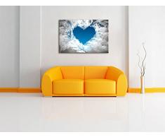 Romantisches Herz in den Wolken Schwarz/Weiß, Format: 80x60 auf Leinwand, XXL riesige Bilder fertig gerahmt mit Keilrahmen, Kunstdruck auf Wandbild mit Rahmen, günstiger als Gemälde oder Ölbild, kein Poster oder Plakat