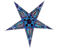 Guru-Shop Faltbarer Advents Leucht Papierstern, Weihnachtsstern Galadriel - Blau, 60x60x20 cm, Star Fensterdeko, 5 Spitzen