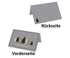 10x Weihnachtskarten DIN A6 -Weihnachtswald mit Stern-mit Brief-Umschlägen DIN C6- Farbe: Hellgrau - Weihnachtliches Motiv + Frohe Weihnachten für Ihre Weihnachtsgrüße -Marke: Gustav NEUSER®