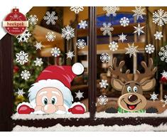 Heekpek Schneeflocken Fensterdeko Fensterbilder für Weihnachten Winter Dekoration Türen Schaufenster Vitrinen Glasfronten Schneeflocke Fensteraufkleber Spähen des Weihnachtsmanns Weihnachtselche